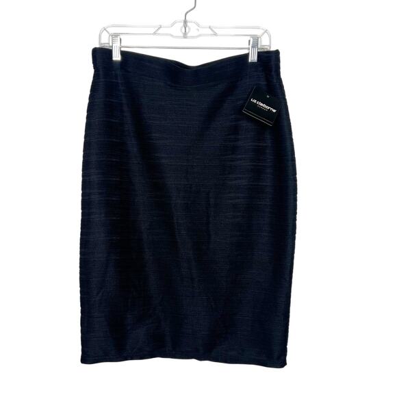 LIZ CLAIBORNE Pencil Skirt Elastic Waist Knee Length Textured Black Womens M NWT - Picture 1 of 7